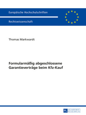 cover image of Formularmaeßig abgeschlossene Garantievertraege beim Kfz-Kauf